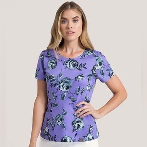 Jaanuu Peplum Scrub Top - Smoke Rose